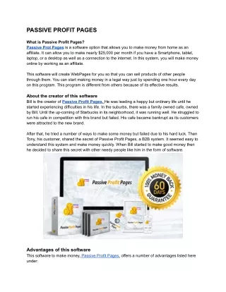 passive profit pages
