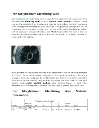 iron molybdenum metalizing wire