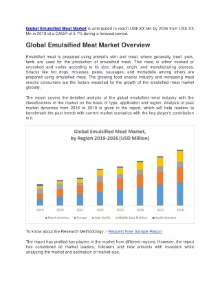 Global Emulsified Meat Market is anticipated to reach US