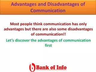 Advantages and Disadvantages of Communication