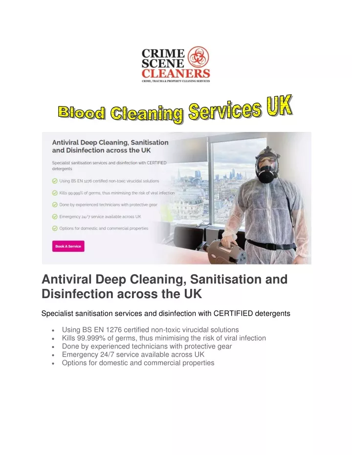 antiviral deep cleaning sanitisation