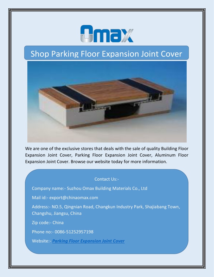 shop parking floor expansion joint cover