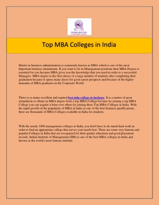 Top MBA Colleges in India