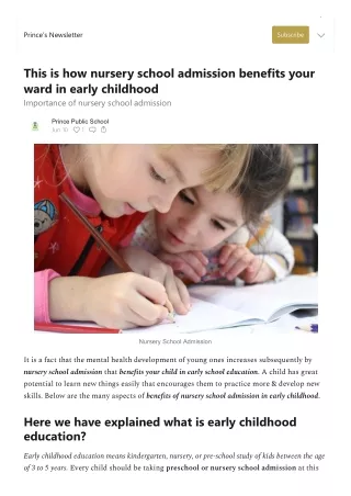 This is how nursery school admission benefits your ward in early childhood