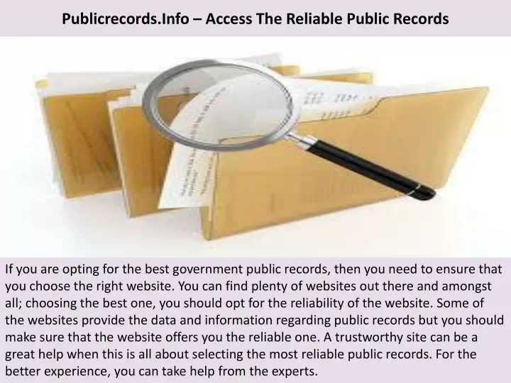 publicrecords info access the reliable public records