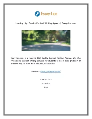 Leading High Quality Content Writing Agency  Essay-lion.com-converted