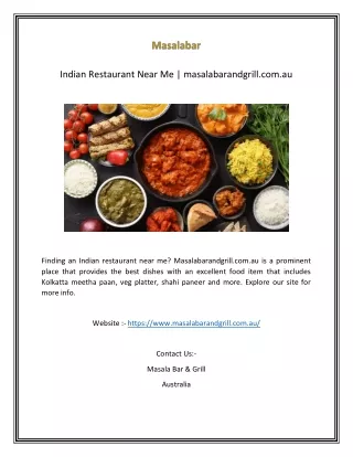 Indian Restaurant Near Me  masalabarandgrill.com.au