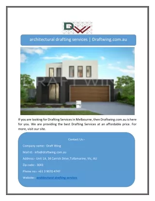 architectural drafting services draftwing com au