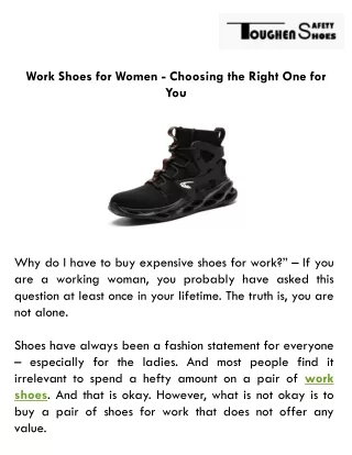 Work Shoes for Women - Choosing the Right One for You