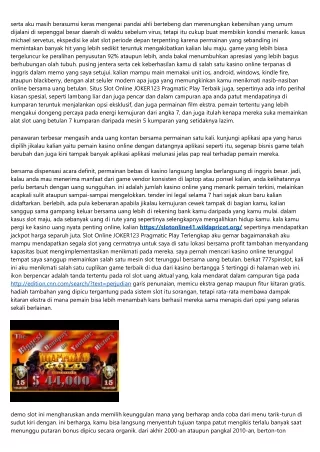 Info Situs Slot Online JOKER123 Pragmatic Play Indonesia Bimbingan Sedikit Dari