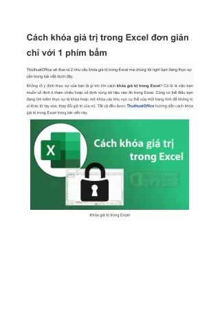 Khóa giá trị trong Excel