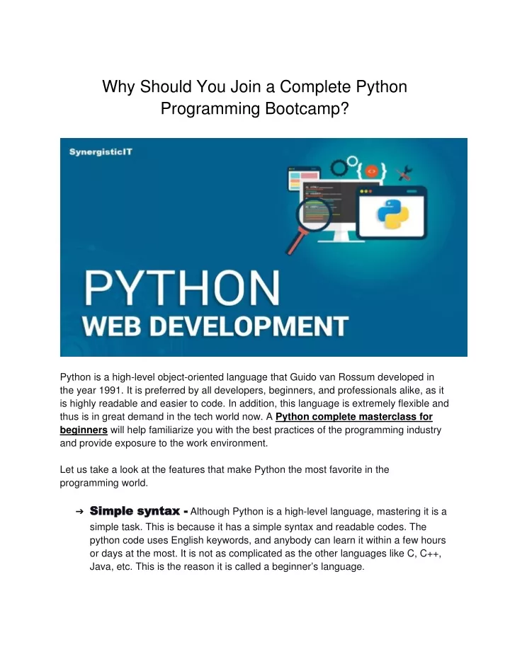 why should you join a complete python programming