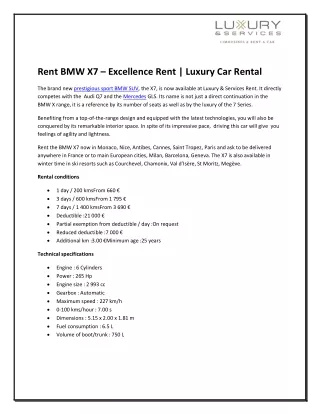 Rent BMW X7 – Excellence Rent | Luxury Car Rental