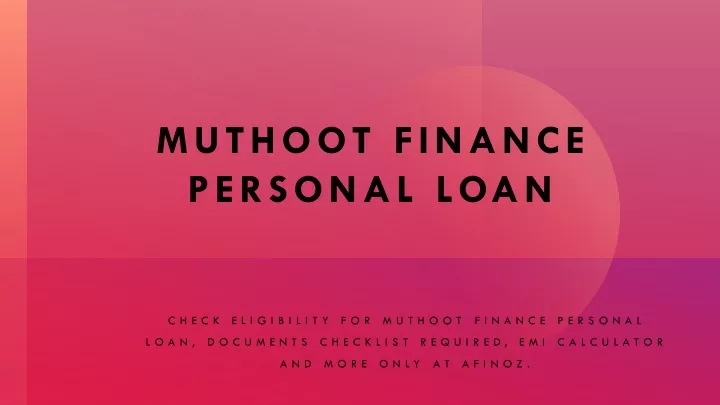 muthoot finance personal loan