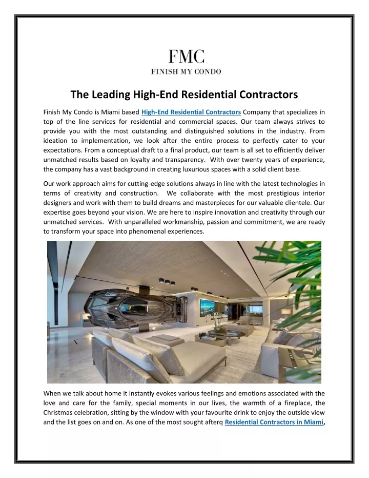 the leading high end residential contractors