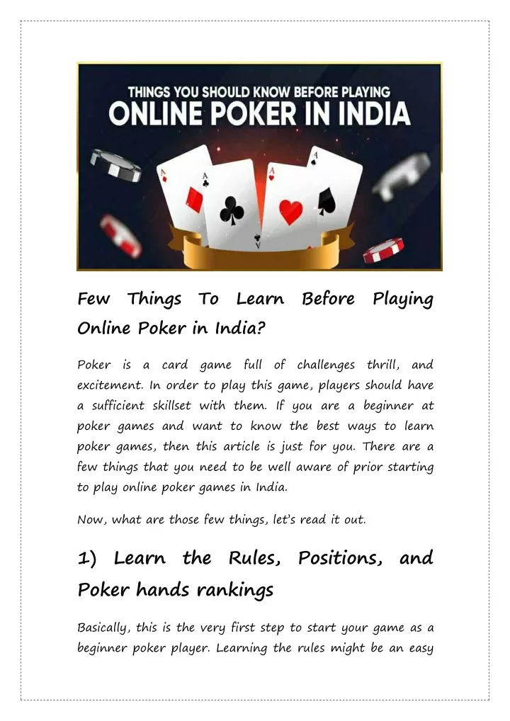 few online poker in india