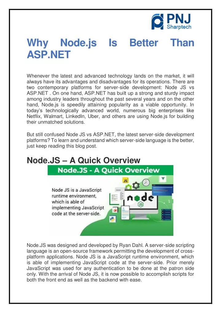 why node js is better than asp net