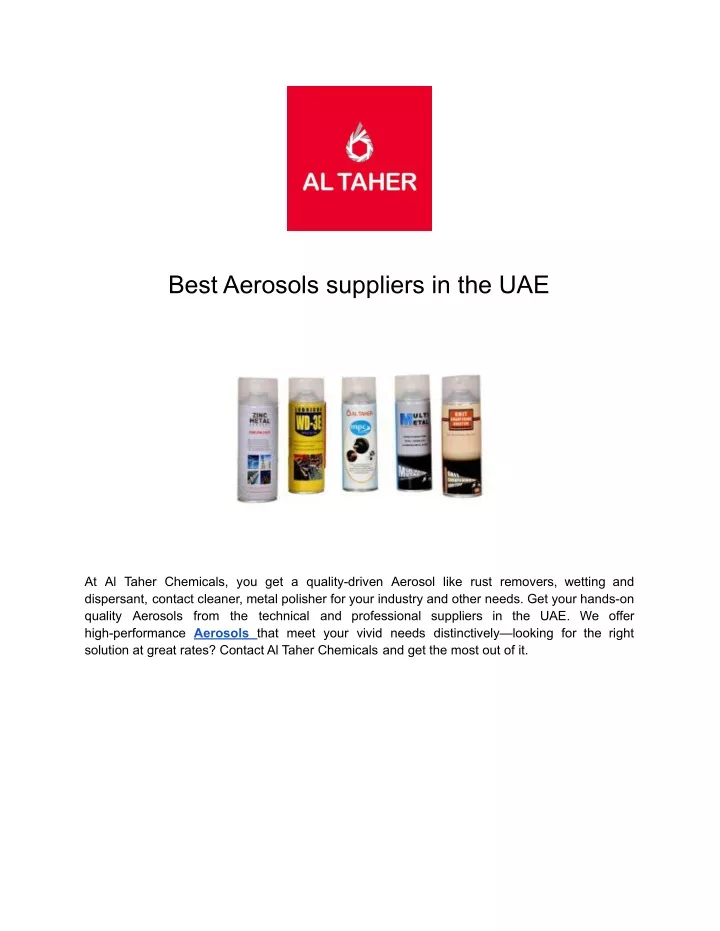 best aerosols suppliers in the uae