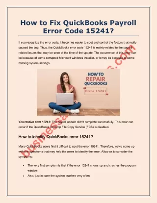 how to fix quickbooks payroll error code 15241