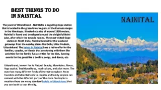 Best things to do in Nainital