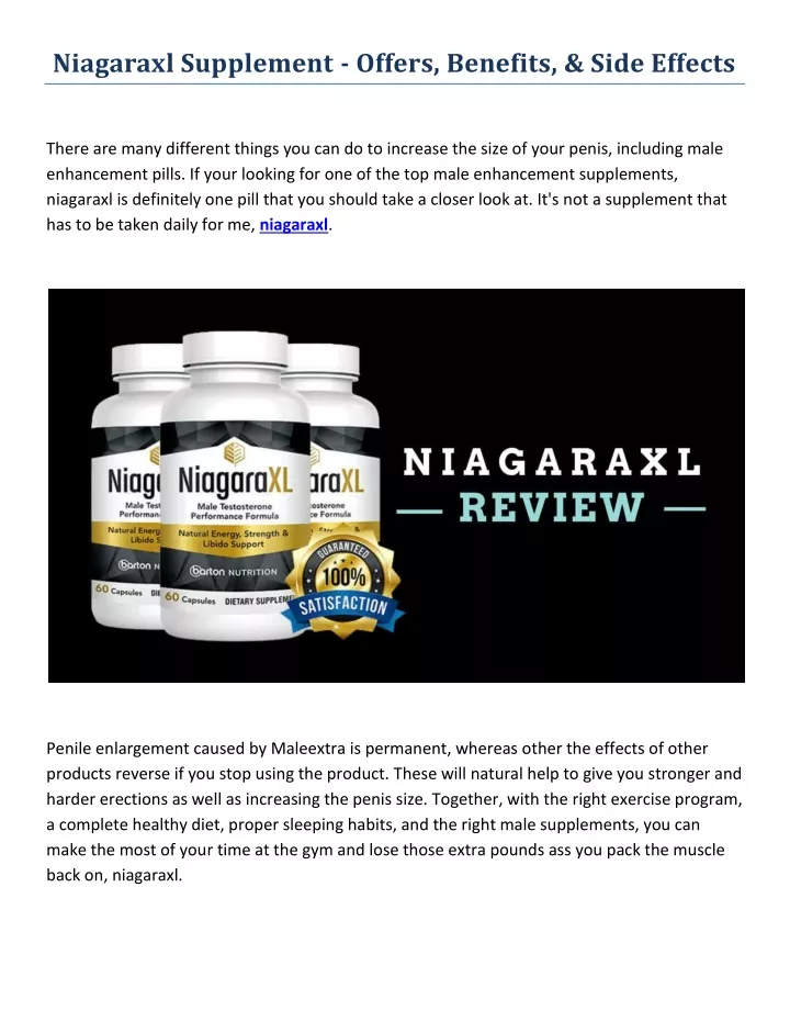 niagaraxl supplement offers benefits side effects