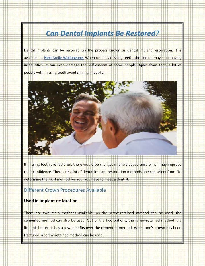 can dental implants be restored