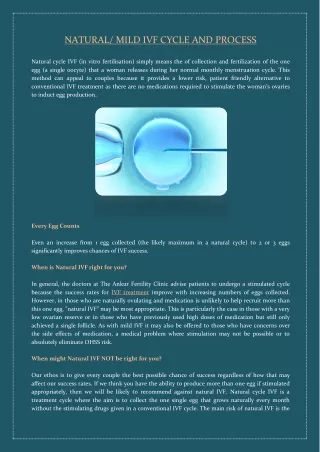 natural mild ivf cycle and process