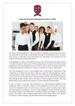 Scope Of Doing Hotel Management Course in2021-converted