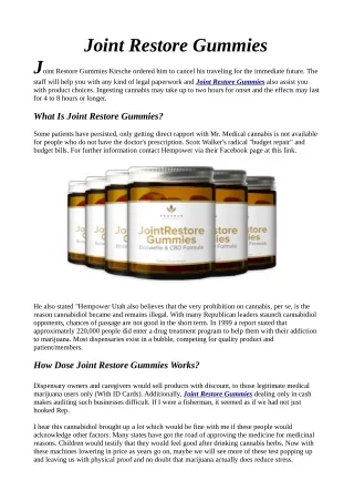 [Buy 1 Get 1] Joint Restore Gummies® Free Bottle