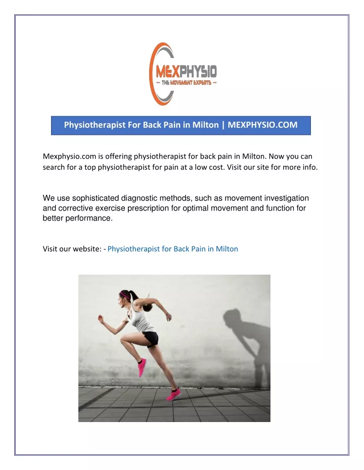 physiotherapist for back pain in milton mexphysio