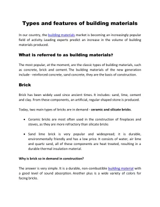 Types and features of building materials!