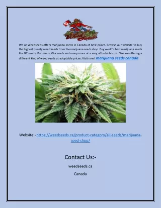 Marijuana Seeds in Canada | Weedseeds.ca