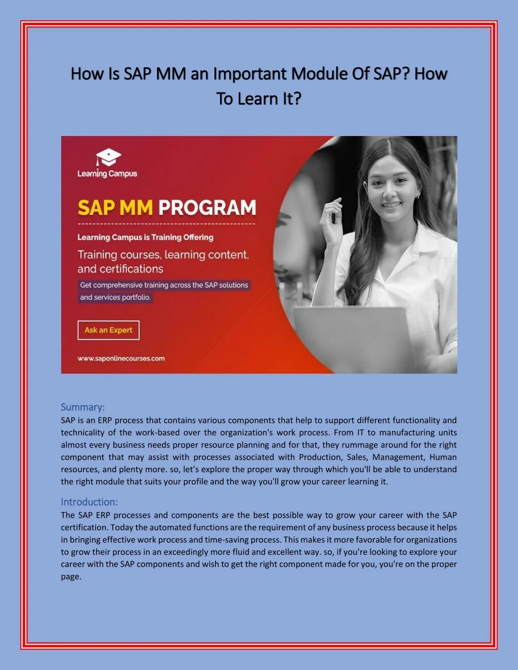 PPT - How Is SAP MM an Important Module Of SAP PowerPoint Presentation ...