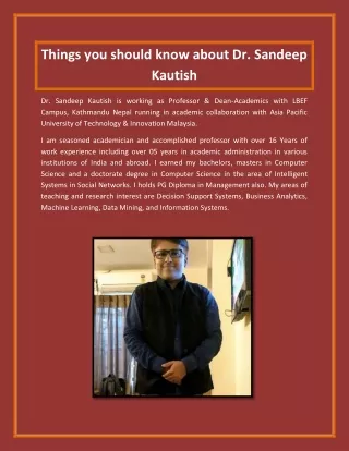 Things you should know about Dr. Sandeep Kautish