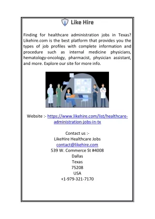 Healthcare Administration Jobs in Texas  Likehire.com