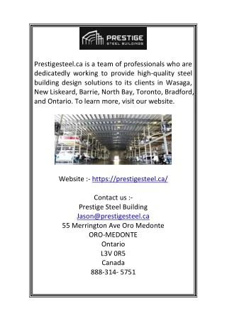 Steel Buildings Canada  Prestigesteel.ca