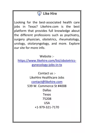 Texas Obstetrics Physician Jobs  Likehire.com