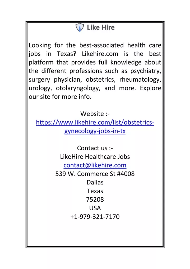 looking for the best associated health care jobs
