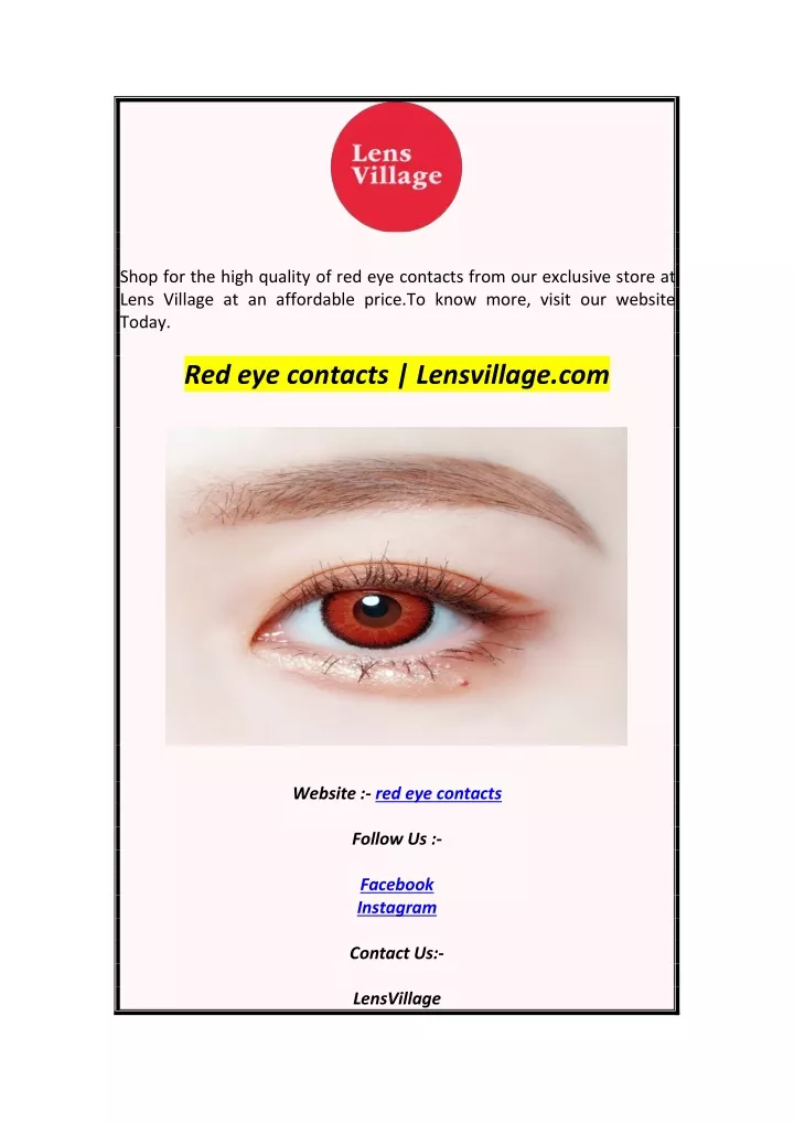 shop for the high quality of red eye contacts