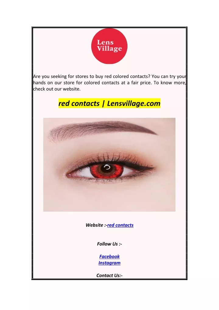 PPT red contacts Lensvillage PowerPoint Presentation, free download