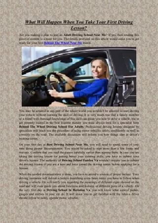 what will happen when you take your first driving