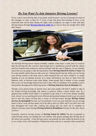 do you want to join intensive driving lessons