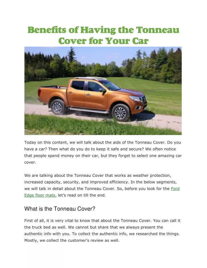 benefits of having the tonneau cover for your car