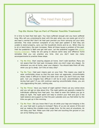 Top Six Home Tips as Part of Plantar Fasciitis Treatment!