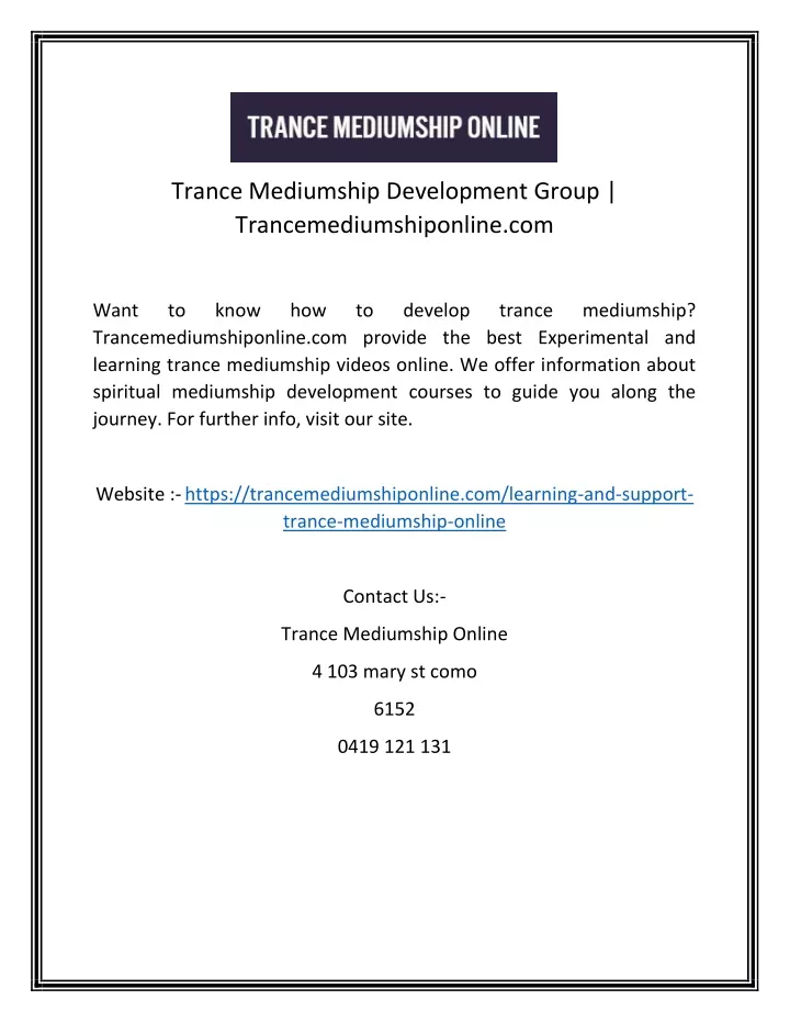 trance mediumship development group