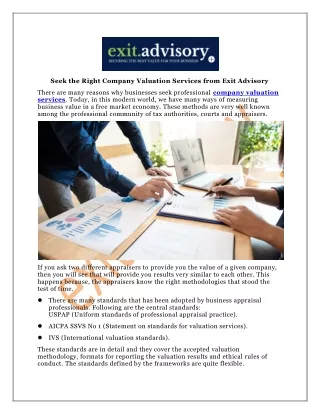 Seek the Right Company Valuation Services from Exit Advisory