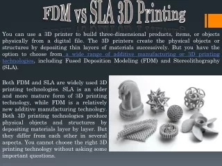 fdm vs sla 3d printing