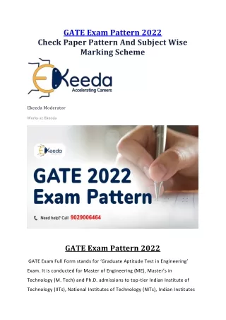 gate exam pattern 2022 check paper pattern