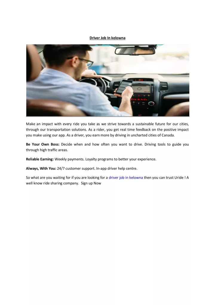 driver job in kelowna