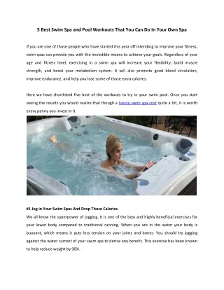 5 Best Swim Spa and Pool Workouts That You Can Do In Your Own Spa